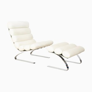 Set of Sinus Leather Cantilever Chair with Ottoman from Cor