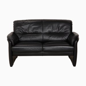 Two-Seater Black Sofa in Leather from Willi Schillig