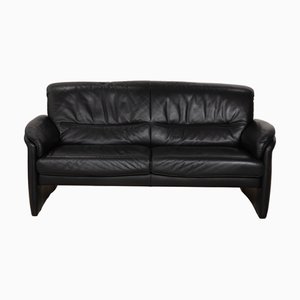 Three-Seater Black Sofa in Leather from Willi Schillig