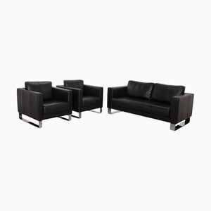 Ego Zwei-Sitzer Ledersofa & Stühle von Rolf Benz, 3er Set