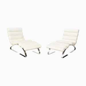 Sedie cantilever in pelle con poggiapiedi di Cor, set di 3