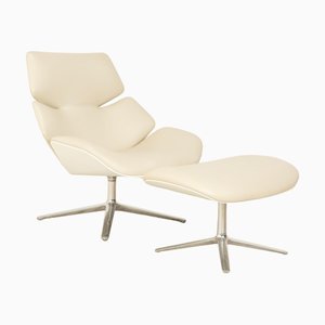 Set of Leather Chair and Ottoman from Cor