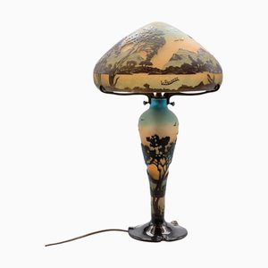 Jugendstil Tischlampe aus Mundgeblasenem Glas, Frankreich, 1970