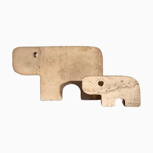 Animales de travertino minimalistas atribuidos a Fratelli Manelli, años 70. Juego de 2