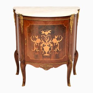 Antique French Inlaid Marble Top Cabinet, 1930s