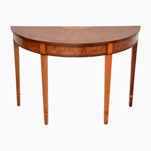 Antique Sheraton Inlaid Burr Walnut Console Table, 1930s