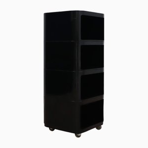 Vintage Black Componibili 4970 Modular Trolley by Anna Castelli Ferrieri for Kartell, 1960s