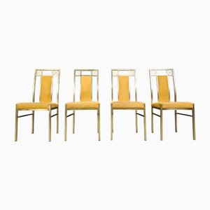 Sillas de comedor vintage de latón de Belgochrom, años 70. Juego de 4
