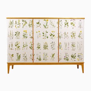 Schwedischer Vintage Schrank mit Nordens Flora Illustrationen von CAM Lindman, 1930er