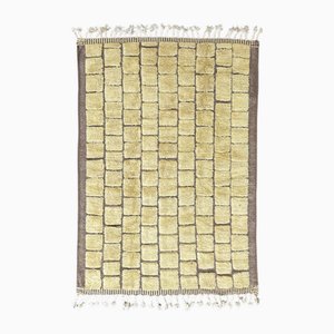 Moroccan Wool Rug in Yellow and Taupe, 1990