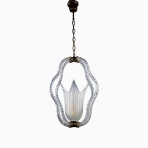 Lampada a sospensione Art Déco in vetro di Murano di Barovier & Toso, anni '30