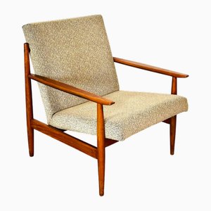 Poltrona vintage in teak e tessuto, Scandinavia, anni '60