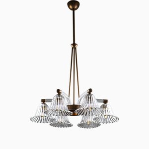 Art Deco Kronleuchter aus Muranoglas von Barovier & Toso, 1950er