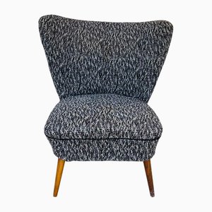 Silla de cóctel vintage de tela gris jaspeado, años 60