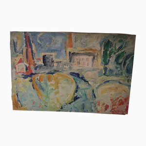 Mario Salmaso, Industrialisierung, Großes Öl auf Leinwand, 1964