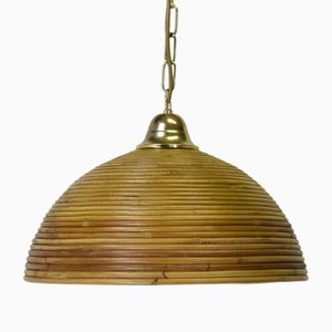 Vintage Hängelampe aus Bambus & Rattan, 1960er