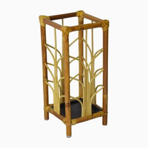 Vintage Bamboo & Rattan Umbrella Stand, 1970s