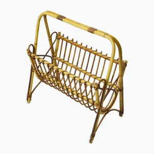 Italian Bamboo & Rattan Magazine Rack, 1960s