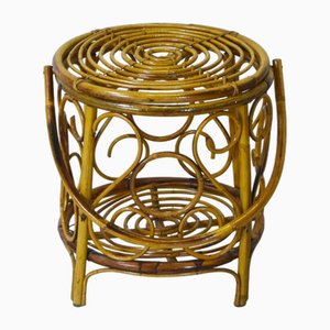 Vintage Fußhocker aus Bambus & Rattan, 1960er