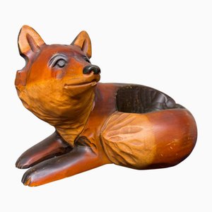 Ainu Woodcarving Fox with Bowl Form, 1990s