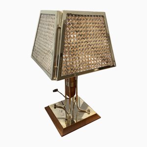 Tischlampe aus Messing & Korbgeflecht, 1970er