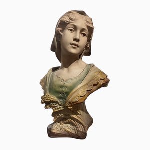 La Moisson Bust in Polychrome Gesso from Freres Citti