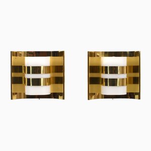 Brass and Acrylic Model V334/1 Wall Lamps from Hans-Agne Jakobsson, Sweden, 1960s, Set of 2