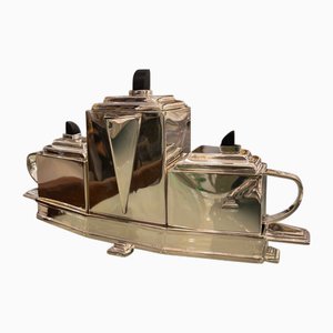 English Art Deco Alpaca Tea Set, 1920s, Set of 4