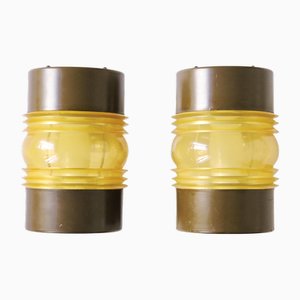 Vintage Outdoor Wall Sconces in Metal and Acrylic Glass from Raak, 1960s, Set of 2