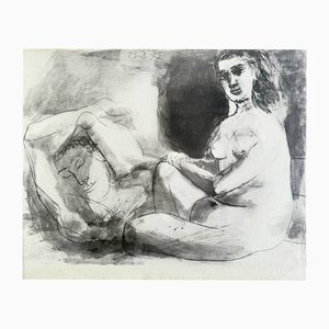 Pablo Picasso, Homme couché et femme assise, Nudo, 1967, Litografia