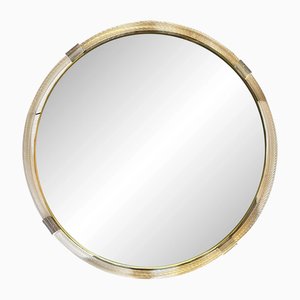Venetian Wall Mirror with Gold Torchon-Torciglione Murano Glass by Simoeng