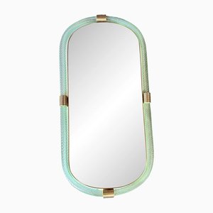 Espejo italiano de cristal de Murano Torchon Torciglione en verde agua de Simoeng