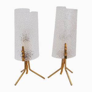 Lámpara de mesa con pantallas de vidrio acrílico de Rupert Nikoll, Viena, años 50
