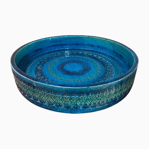 Scodella grande Mid-Century Rimini in ceramica blu di Aldo Londi per Bitossi, Italia, anni '60