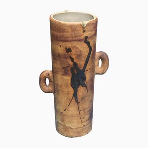 Große Vintage Vase aus glasiertem Steingut von Poterie de La Colombe, Vallauris, Frankreich, 1960er