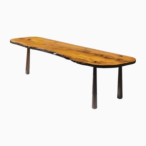 Mid-Century Modern Brutalistischer Dreibeiniger Couchtisch im Stil von George Nakashima, Frankreich, 1950er