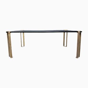 Rechteckiger Pioneer T24 Couchtisch aus Glas & Messingguss von Peter Ghyczy, 1970er