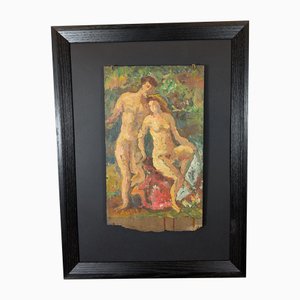 Lutz Binaepfel, Nude Study, 1950s, Oil on Panel, Framed