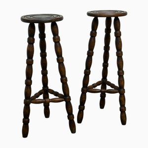 Wood Stools in the style of Charles Dudouyt, 1960s, Set of 2