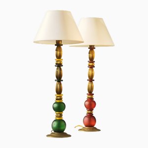Art Deco Barocco Neoclassical High Table Lamps, France, 1990s, Set of 2
