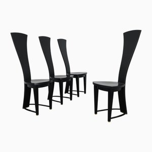 Sillas de comedor con respaldo alto, Italia, años 90. Juego de 4