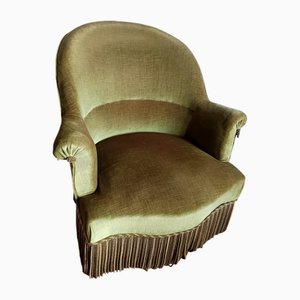 Fauteuil Crapaud Art Déco en Velours Vert, 1950s