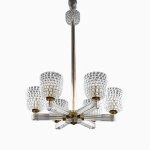 Lámpara de araña Art Déco de cristal de Murano atribuida a Ercole Barovier para Barovier & Toso, años 50