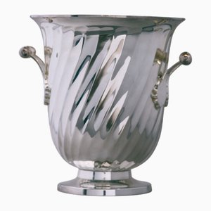 Twisted Silver-Plated Metal Champagne Bucket, 1950s