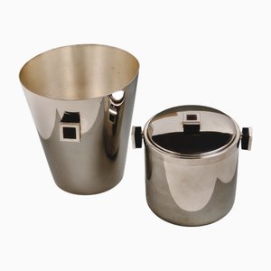 Eiskübel & Champagner aus versilbertem Metall, 1970er, 2er Set