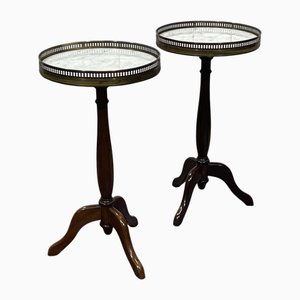 Louis XVI Beistelltische aus Mahagoni mit Marmorplatten, 2er Set