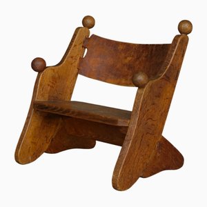 Silla infantil vintage de roble, años 30