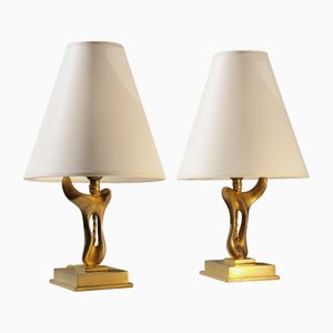 Lampes de Bureau Sculpture Forme Libre Shabby Chic, France, 1970s, Set de 2