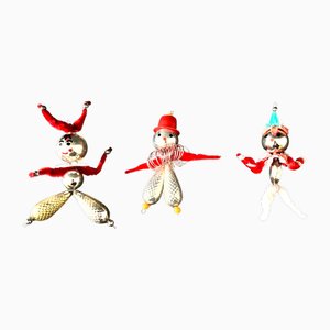 Handgefertigte osteuropäische Vintage Circus Troupe Weihnachtsdekorationen, 1950er-1960, 3er Set