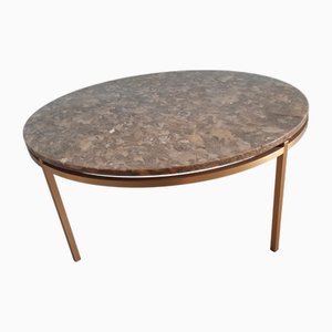 Mesa de centro con marcos de latón y aspecto de mármol, años 70